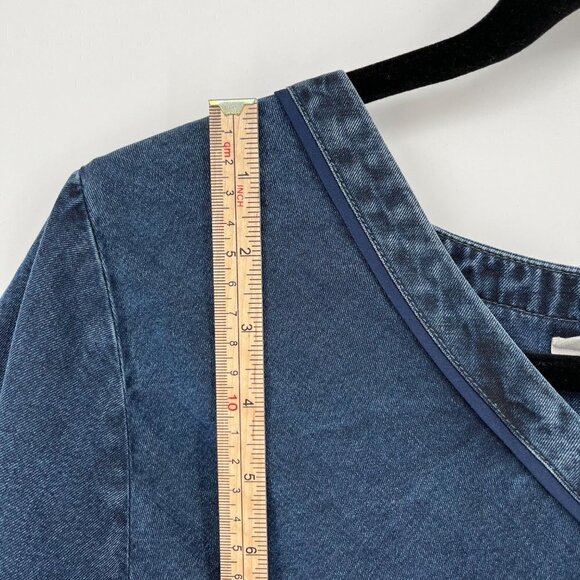 Soft Surroundings Womens Chambray Pullover Top Size S Petite Roll Tab Oversized - Picture 9 of 12